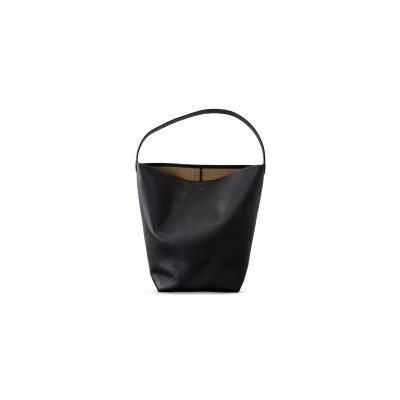 THE ROW LARGE NS PARK TOTE BAG IN LEATHER BLACK W1273L72BLPL (43*38*20cm)
